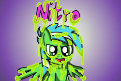 Size: 1280x853 | Tagged: safe, artist:nitro-banana, oc, oc only, oc:nitro, pegasus, pony, looking at you, slime, solo, tongue out