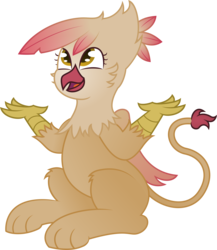 Size: 3379x3896 | Tagged: safe, artist:plone, oc, oc only, oc:lacy, griffon, female, griffonized, high res, shrug, simple background, species swap, transparent background