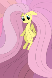 Size: 2362x3496 | Tagged: safe, artist:taurson, fluttershy, pegasus, pony, g4, crying, female, floppy ears, high res, impossibly large mane, looking down, psychedelic, sad, solo, spread out hair, teary eyes, wings