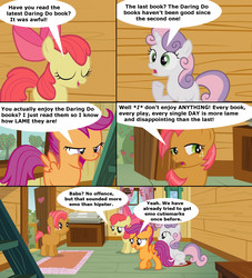 Size: 1712x1887 | Tagged: safe, artist:renofox, apple bloom, babs seed, scootaloo, sweetie belle, g4, comic, cutie mark crusaders, hipster
