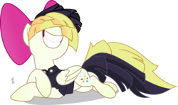 Size: 3570x2117 | Tagged: safe, artist:mlp-scribbles, songbird serenade, pegasus, pony, g4, my little pony: the movie, bow, draw me like one of your french girls, female, grin, hair bow, high res, inkscape, mare, ponyscape, pose, simple background, sitting, smiling, solo, transparent background, vector