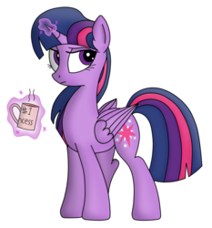 Size: 1280x1376 | Tagged: safe, artist:bugplayer, artist:foulco, twilight sparkle, alicorn, pony, coffee, cup, female, glowing horn, levitation, magic, magic aura, mare, simple background, solo, standing, telekinesis, transparent background, twilight sparkle (alicorn)