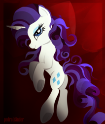 Size: 1267x1485 | Tagged: safe, artist:pedrohander, rarity, pony, unicorn, g4, alternate hairstyle, bed, bedroom eyes, female, lying, mare, on side, smiling, solo