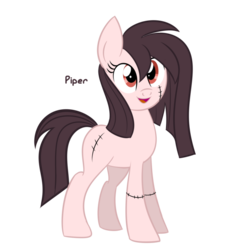 Size: 1024x1024 | Tagged: dead source, safe, artist:wubcakeva, oc, oc only, oc:piper, earth pony, pony, zombie, equestria girls ponified, female, mare, ponified, simple background, solo, stitches, transparent background