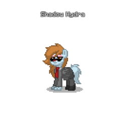 Size: 400x400 | Tagged: safe, oc, oc only, oc:shadow hydra, fox, pony, pony town, clothes, furry, long hair, necktie, non-mlp oc, simple background, suit, transparent background