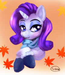 Size: 840x976 | Tagged: safe, artist:kunshomo, artist:pediastrum, rarity, pony, unicorn, g4, clothes, female, mare, scarf, smiling, solo