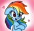 Size: 613x556 | Tagged: safe, artist:danger-dashz, rainbow dash, pony, g4, blushing, bust, cute, dashabetes, female, floppy ears, happy, heart, mare, open mouth, smiling, solo
