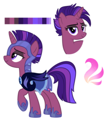 Size: 2093x2371 | Tagged: safe, artist:elskafox, oc, oc only, oc:nova, pony, unicorn, g4, my little pony: the movie, armor, bust, female, guardsmare, high res, magical lesbian spawn, mare, next generation, night guard, offspring, parent:tempest shadow, parent:twilight sparkle, parents:tempestlight, raised hoof, reference sheet, royal guard, simple background, solo, transparent background