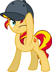 Size: 4760x6548 | Tagged: safe, artist:jhayarr23, sunset shimmer, pony, unicorn, display of affection, g4, my little pony equestria girls: better together, absurd resolution, female, flanksy, mare, one eye closed, simple background, transparent background, vector, wink