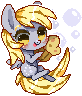 Size: 82x96 | Tagged: safe, artist:snow angel, derpy hooves, pony, g4, chibi, female, food, mare, muffin, pixel art, simple background, smiling, solo, transparent background