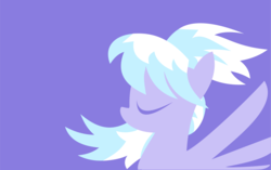 Size: 1632x1024 | Tagged: safe, artist:anonymousnekodos, cloudchaser, pegasus, pony, g4, blue background, eyes closed, female, lineless, mare, minimalist, modern art, simple background, solo, spread wings, wallpaper, wings