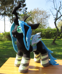 Size: 615x732 | Tagged: safe, artist:skunk412, queen chrysalis, g4, clothes, irl, photo, plushie, socks, solo, striped socks