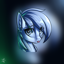 Size: 1100x1100 | Tagged: safe, artist:justafallingstar, oc, oc only, oc:boo, fallout equestria, fallout equestria: project horizons, bust, female, head, mare, solo, tongue out