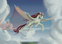 Size: 2122x1500 | Tagged: safe, artist:kirillk, oc, oc only, pegasus, pony, commission, flying, solo