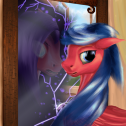 Size: 3508x3508 | Tagged: safe, artist:kirillk, oc, oc only, pony, high res, mirror, solo