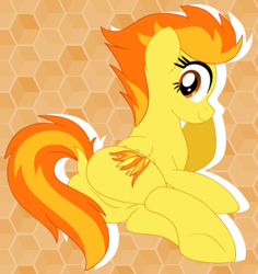 Size: 978x1036 | Tagged: safe, artist:mintystitch, spitfire, pegasus, pony, g4, abstract background, butt, dock, female, plot, solo