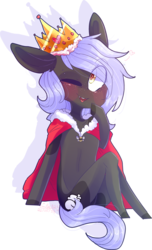 Size: 2431x3999 | Tagged: safe, artist:erinartista, oc, oc only, oc:cloudy night, pegasus, pony, clothes, crown, female, high res, jewelry, mare, one eye closed, regalia, robe, simple background, solo, transparent background