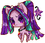 Size: 93x90 | Tagged: safe, artist:snow angel, aria blaze, pony, g4, chibi, equestria girls ponified, female, gem, looking at you, pixel art, ponified, simple background, siren gem, solo, transparent background