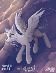 Size: 1150x1500 | Tagged: safe, artist:varllai, alicorn, pegasus, pony, cloud, commission, sky, solo, your character here