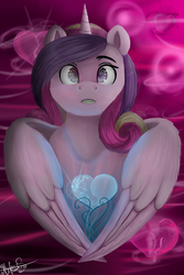 Size: 2000x3000 | Tagged: safe, artist:amywhooves, princess cadance, alicorn, pony, g4, crossover, female, heart, high res, looking at you, mare, musical, the master and margarita