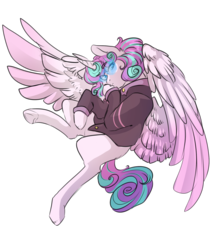 Size: 1400x1600 | Tagged: safe, artist:yuyusunshine, princess flurry heart, alicorn, pony, g4, clothes, colored wings, colored wingtips, female, hoodie, mare, older, simple background, solo, transparent background