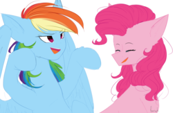 Size: 4021x2623 | Tagged: safe, artist:cupofvanillatea, pinkie pie, rainbow dash, pony, g4, high res, simple background, transparent background