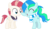 Size: 7300x4267 | Tagged: safe, artist:cyanlightning, oc, oc only, oc:aqua bolt, oc:aureai, oc:auries, oc:cyan lightning, pegasus, pony, unicorn, g4, .svg available, absurd resolution, boop, clothes, colt, female, filly, male, open mouth, rule 63, scarf, simple background, smiling, standing, transparent background, vector