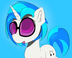 Size: 2268x1836 | Tagged: safe, artist:creepypastapon3, dj pon-3, vinyl scratch, pony, unicorn, g4, ear fluff, female, glasses, gradient background, looking up, mare, open mouth, solo, sunglasses