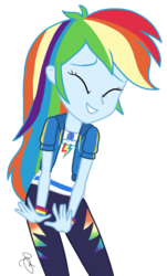 Size: 1240x2048 | Tagged: safe, artist:ilaria122, rainbow dash, equestria girls, g4, my little pony equestria girls: better together, clothes, eyes closed, female, nervous, not a vector, pants, simple background, solo, transparent background, wristband