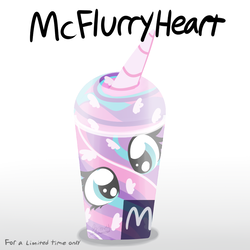 Size: 1000x1000 | Tagged: safe, artist:lbrcloud, princess flurry heart, g4, cup, female, food, ice cream, mcdonald's, mcflurry, pun, simple background, solo, visual pun, wat, white background