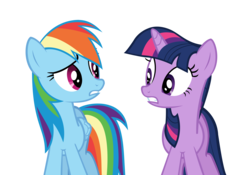 Size: 6174x4320 | Tagged: safe, artist:causenpc, rainbow dash, twilight sparkle, pegasus, pony, unicorn, g4, absurd resolution, duo, female, looking at each other, mare, simple background, transparent background, unicorn twilight, vector