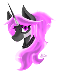 Size: 2049x2617 | Tagged: safe, artist:lacunah, oc, oc only, oc:midnight solace, alicorn, pony, bust, female, high res, horn, lineless, mare, portrait, simple background, smiling, solo, transparent background, wings