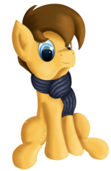 Size: 1341x2061 | Tagged: safe, artist:qbellas, oc, oc only, earth pony, pony, 2018 community collab, derpibooru community collaboration, clothes, scarf, simple background, sitting, solo, transparent background