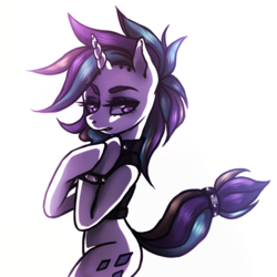 Size: 1100x1100 | Tagged: safe, artist:crazyrainbow0, rarity, anthro, g4, alternate hairstyle, female, looking at you, punk, raripunk, solo