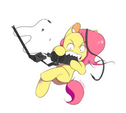 Size: 1512x1353 | Tagged: safe, artist:0ndshok, fluttershy, g4, angry, biting, cable, fangs, female, flutterrage, microphone, missing cutie mark, simple background, solo, teeth, transparent background, wingless