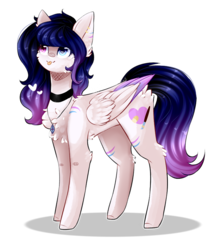 Size: 822x952 | Tagged: safe, artist:twinkepaint, oc, oc only, oc:heart light, pegasus, pony, female, heterochromia, mare, simple background, solo, tongue out, transparent background