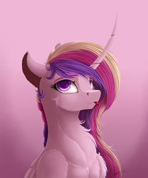 Size: 2500x3000 | Tagged: safe, artist:skitsroom, princess cadance, alicorn, pony, g4, :p, curved horn, female, high res, horn, mare, silly, smiling, solo, tongue out