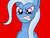 Size: 3857x2893 | Tagged: safe, artist:sunpie, trixie, pony, unicorn, g4, angry, female, high res, looking at you, mare, red background, scowl, simple background, solo, teeth