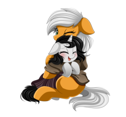 Size: 2030x1902 | Tagged: safe, artist:pridark, oc, oc only, commission, female, filly, hug, mare, simple background, smiling, transparent background