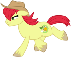 Size: 2079x1669 | Tagged: safe, artist:edgeyboiss, bright mac, g4, the perfect pear, applejack's dad, cowboy hat, hat, male, running, simple background, solo, stallion, stetson, transparent background, vector