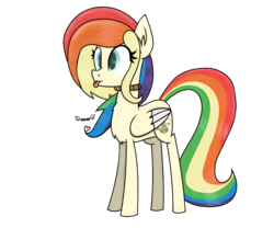 Size: 2600x2161 | Tagged: safe, artist:kiwipone, oc, oc only, oc:paints love, pegasus, pony, :p, cute, drawn with mouse, female, gift art, gift for friend, high res, jewelry, mare, necklace, rainbow hair, river, signature, silly, simple background, stream, tongue out, transparent background