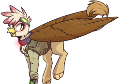 Size: 3708x2587 | Tagged: safe, artist:lrusu, oc, oc only, oc:paharita, griffon, fallout equestria, fallout equestria: anywhere but here, fanfic art, female, goggles, high res, pipbuck, solo