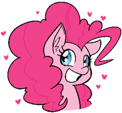 Size: 325x301 | Tagged: dead source, safe, artist:reiduran, pinkie pie, earth pony, pony, g4, bust, cute, diapinkes, ear fluff, female, grin, heart, looking at you, mare, portrait, simple background, smiling, solo, transparent background
