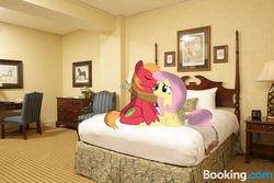 Size: 1500x1000 | Tagged: safe, artist:anthony60617, big macintosh, fluttershy, g4, female, hotel, hotel room, kissing, male, ship:fluttermac, shipping, straight
