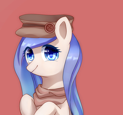 Size: 960x899 | Tagged: safe, artist:leafywind, oc, oc only, earth pony, pony, bust, clothes, female, hat, mare, scarf, simple background, solo