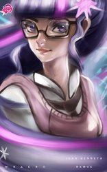 Size: 599x960 | Tagged: safe, artist:bunsogen, sci-twi, twilight sparkle, human, g4, clothes, female, glasses, humanized, solo