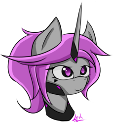 Size: 1317x1440 | Tagged: safe, artist:lacunah, oc, oc only, oc:midnight solace, pony, bust, cute, portrait, simple background, smiling, solo, transparent background
