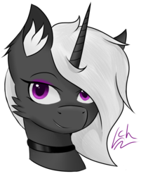 Size: 993x1233 | Tagged: safe, artist:lacunah, oc, oc only, oc:phantom whisper, pony, bust, choker, cute, portrait, simple background, smiling, solo, transparent background