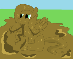 Size: 1400x1138 | Tagged: safe, artist:amateur-draw, fluttershy, g4, covered in mud, downvote bait, female, ms paint, mud, muddy, solo, wet and messy