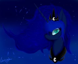 Size: 984x812 | Tagged: safe, artist:lacunah, princess luna, pony, g4, bust, female, portrait, slit pupils, solo